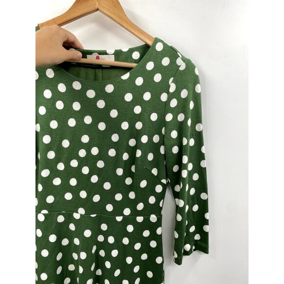 Boden 6P Green Polka Dot Half Sleeve Dress - Picture 2 of 4